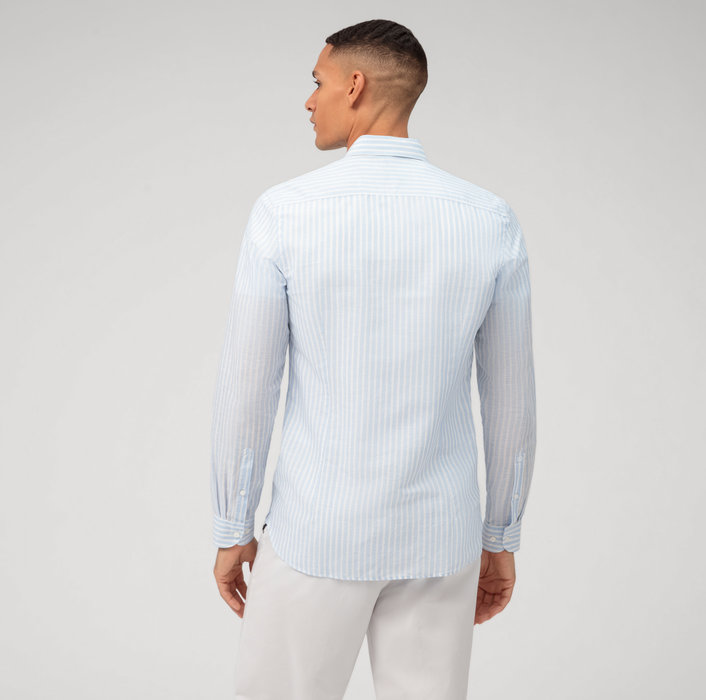 Oblymp Level Five garment washed, Businesshemd, body fit, Haifisch, Bleu Rabatt