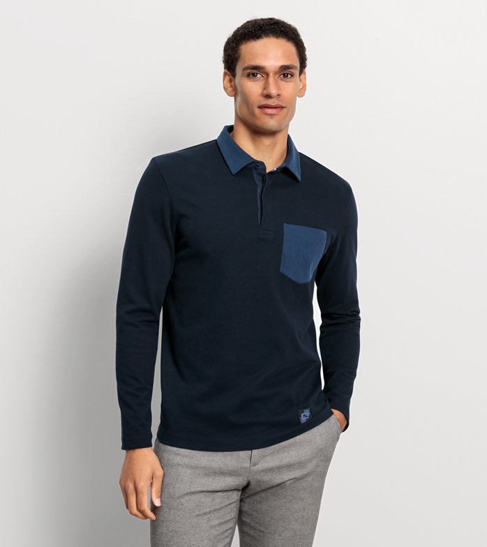 Oblymp Casual Wirk, Polo langarm, Marine
