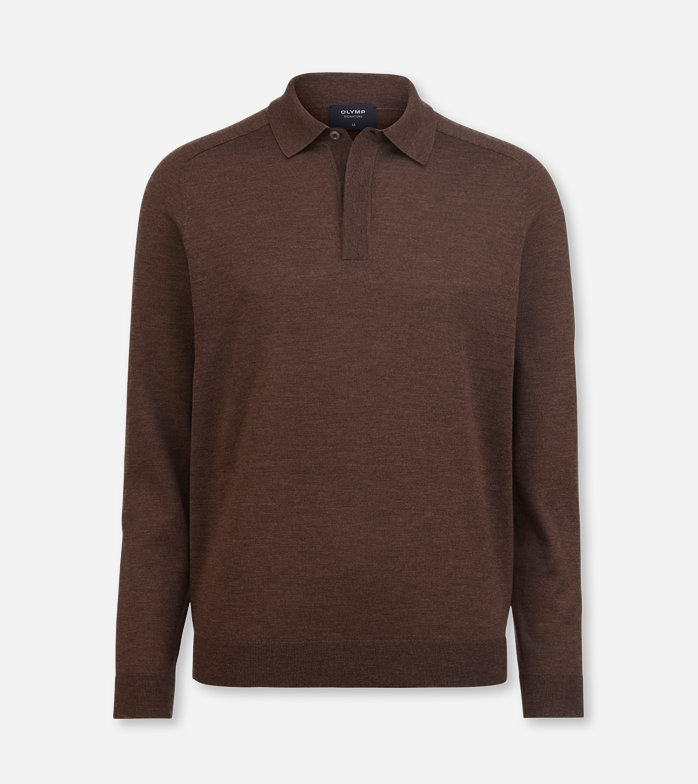 Oblymp SIGNATURE Strick, Polo langarm, Nougat