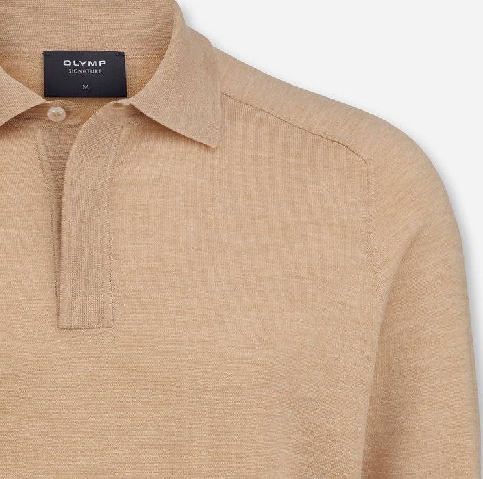 Oblymp SIGNATURE Strick, Polo langarm, Caramel Online