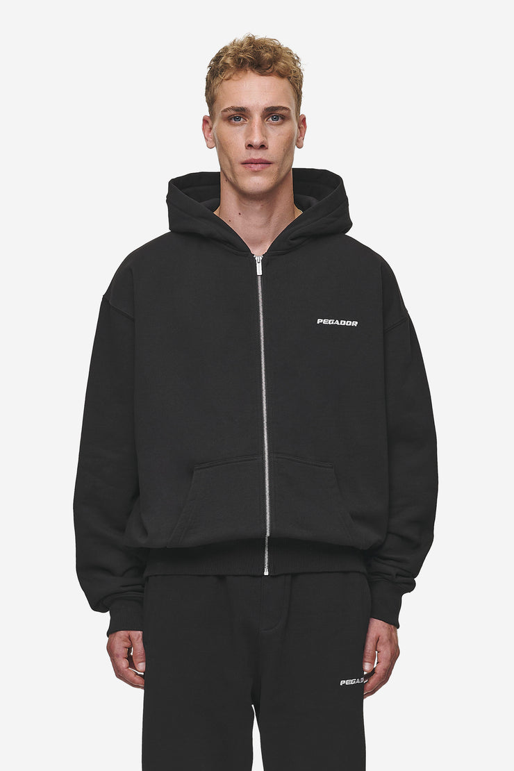 Pegador Logo Oversized Sweat Jacket Washed Black Tiefpreis