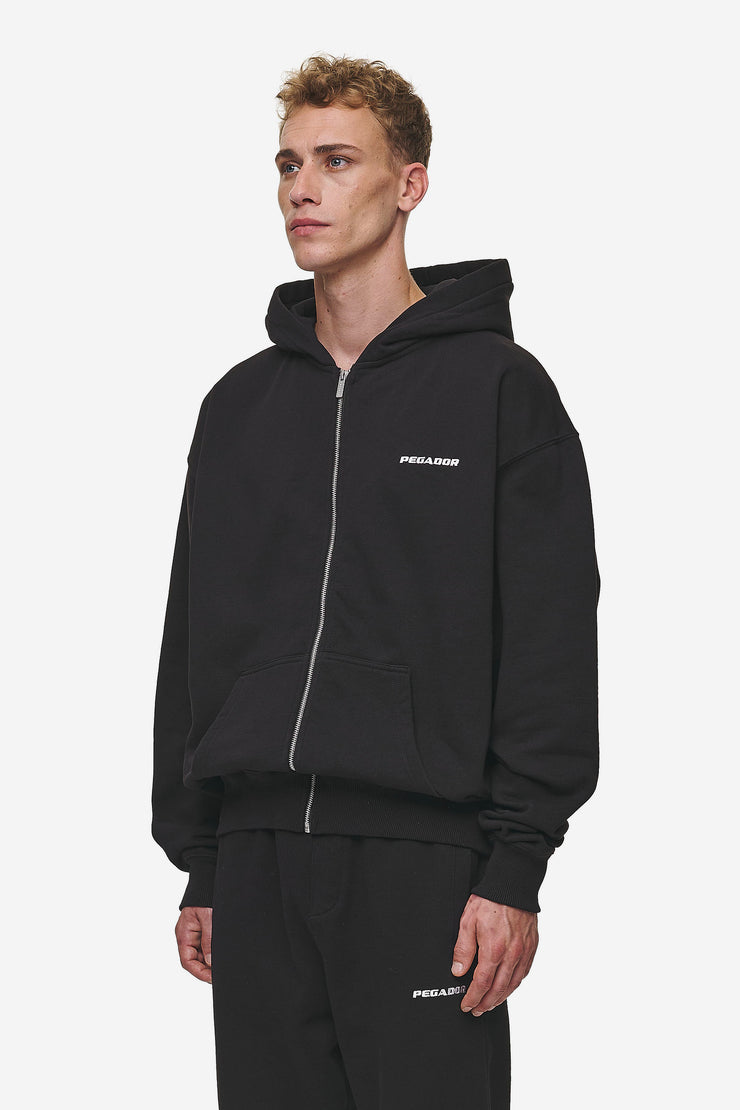 Pegador Logo Oversized Sweat Jacket Washed Black Tiefpreis