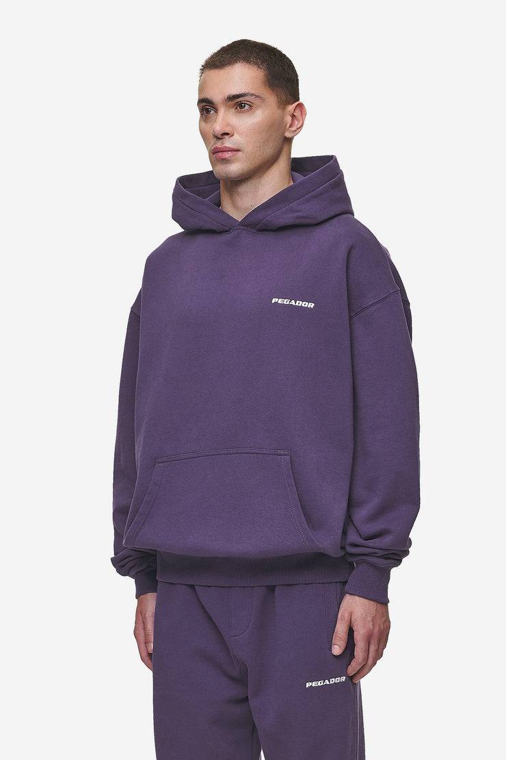 Pegador Logo Oversized Hoodie Washed Deep Purple Begrenzte Freigabe