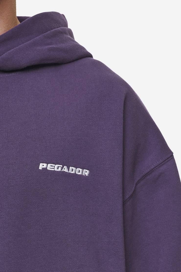 Pegador Logo Oversized Hoodie Washed Deep Purple Begrenzte Freigabe