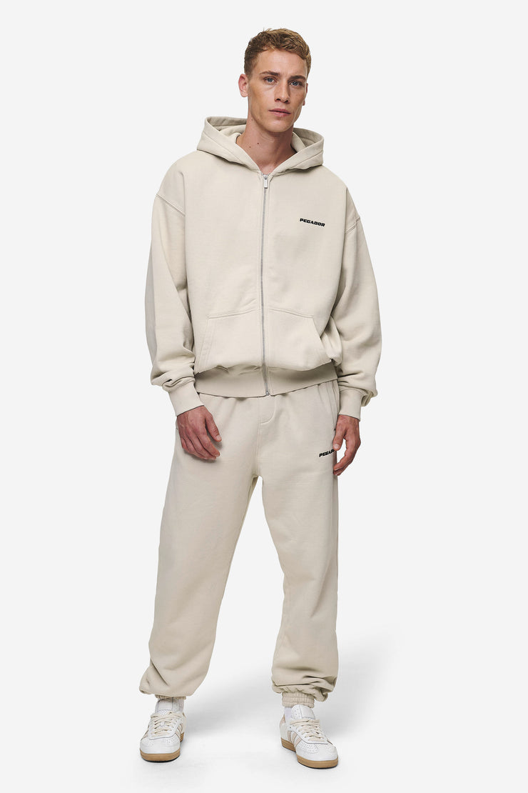 Pegador Logo Oversized Sweat Jacket Washed Light Beige Letzter Tag