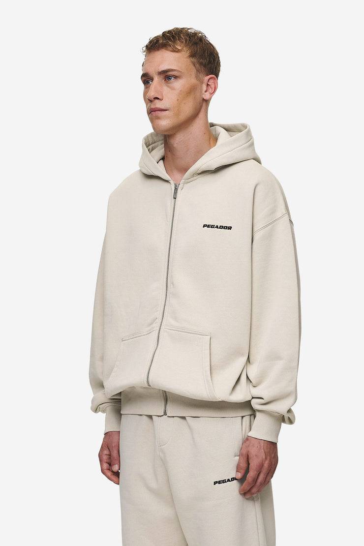 Pegador Logo Oversized Sweat Jacket Washed Light Beige Letzter Tag