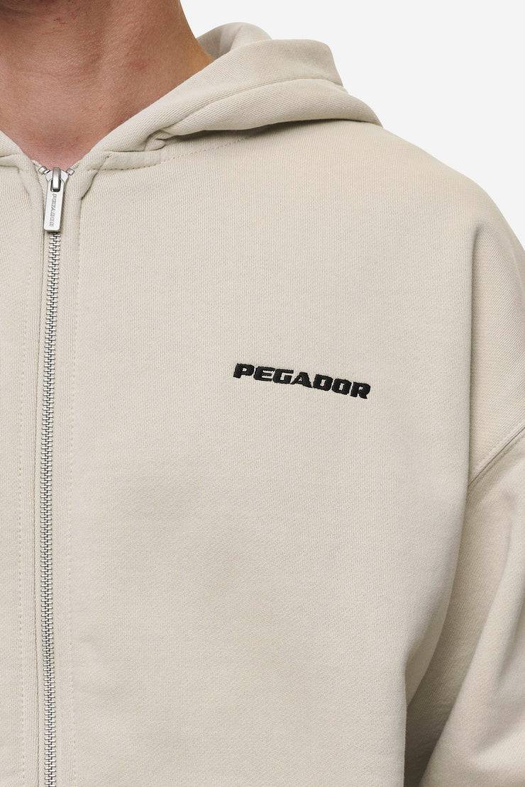 Pegador Logo Oversized Sweat Jacket Washed Light Beige Letzter Tag