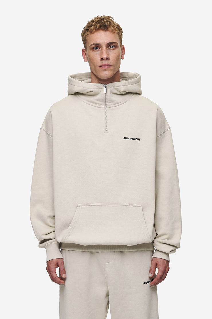 Pegador Logo Oversized Halfzip Hoodie Washed Light Beige Zeitbegrenzte Promotion