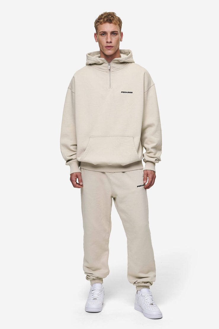 Pegador Logo Oversized Halfzip Hoodie Washed Light Beige Zeitbegrenzte Promotion