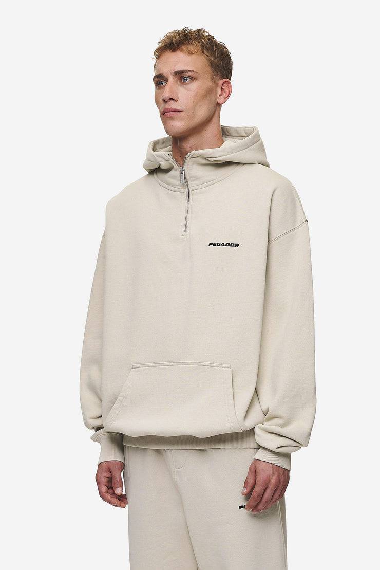 Pegador Logo Oversized Halfzip Hoodie Washed Light Beige Zeitbegrenzte Promotion