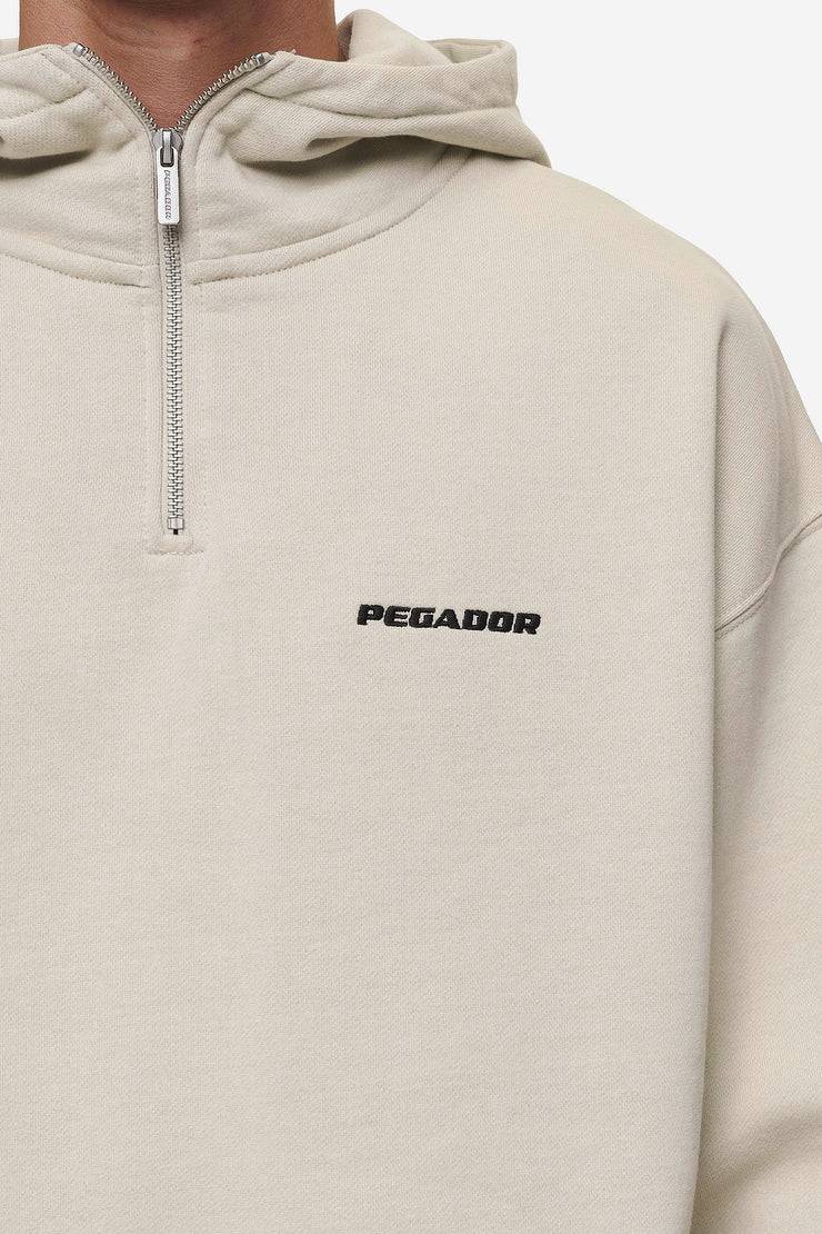 Pegador Logo Oversized Halfzip Hoodie Washed Light Beige Zeitbegrenzte Promotion