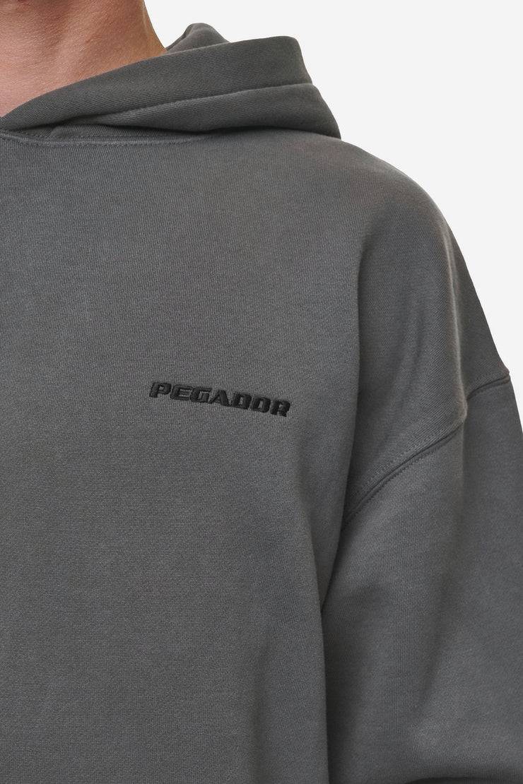 Pegador Logo Oversized Hoodie Washed Anthracite Sonderangebot der Fabrik