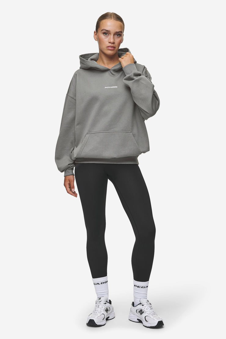 Pegador Clarita Logo Oversized Hoodie Washed Deep Grey White Gum Rabatt