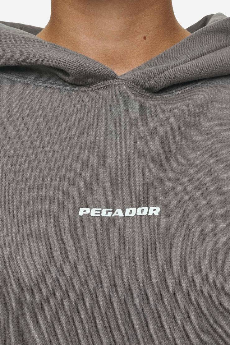Pegador Clarita Logo Oversized Hoodie Washed Deep Grey White Gum Rabatt