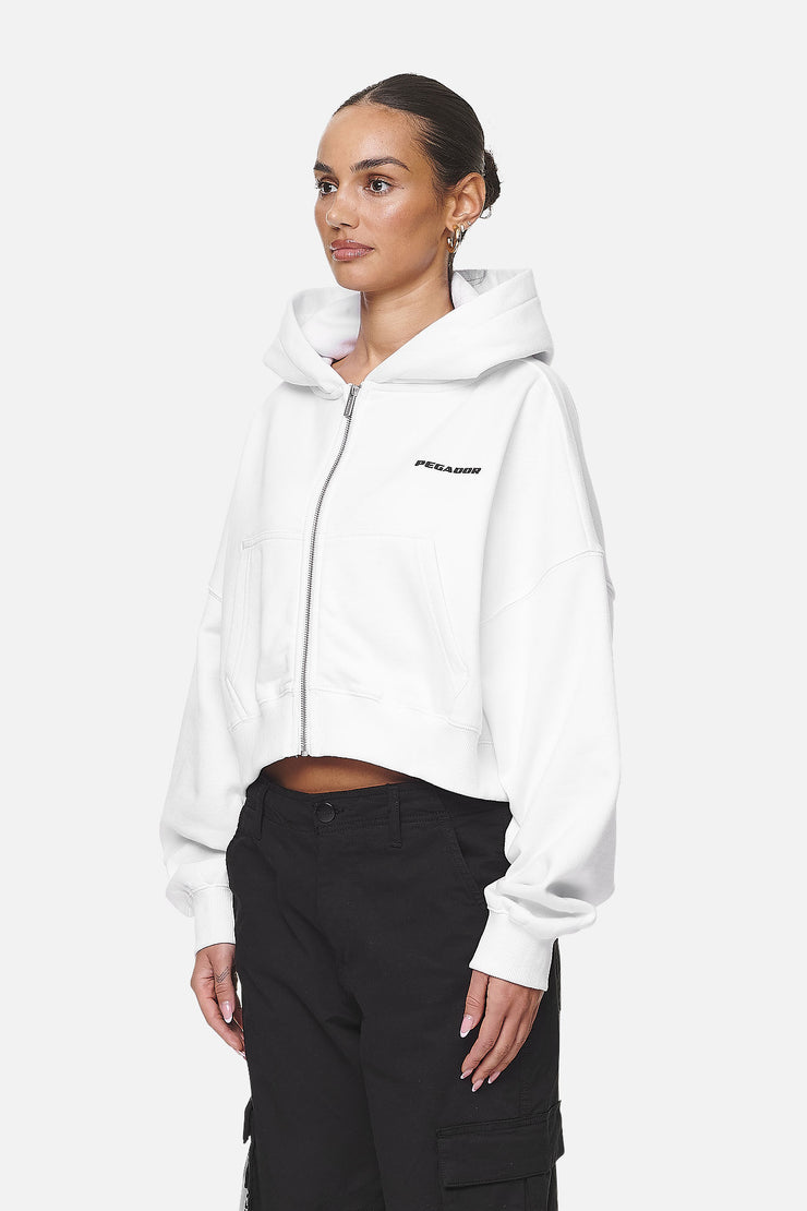 Pegador Marla Cropped Zip Hoodie White Black Gum Blitzangebot