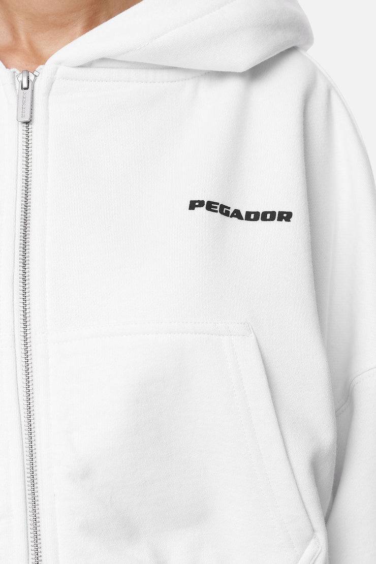 Pegador Marla Cropped Zip Hoodie White Black Gum Blitzangebot