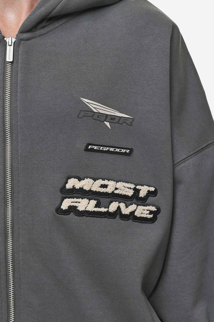 Pegador Hogan Boxy Sweat Jacket Washed Anthracite Bis zu 65% Rabatt