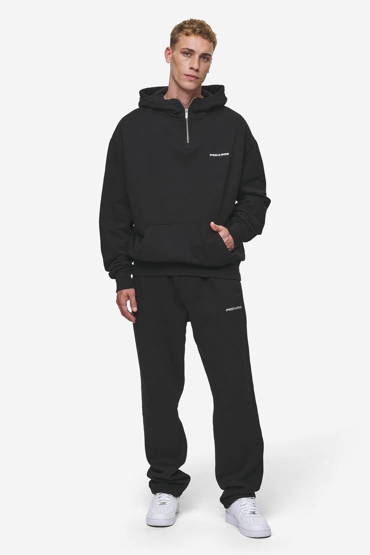 Pegador Logo Oversized Halfzip Hoodie Washed Black Speichern exportieren