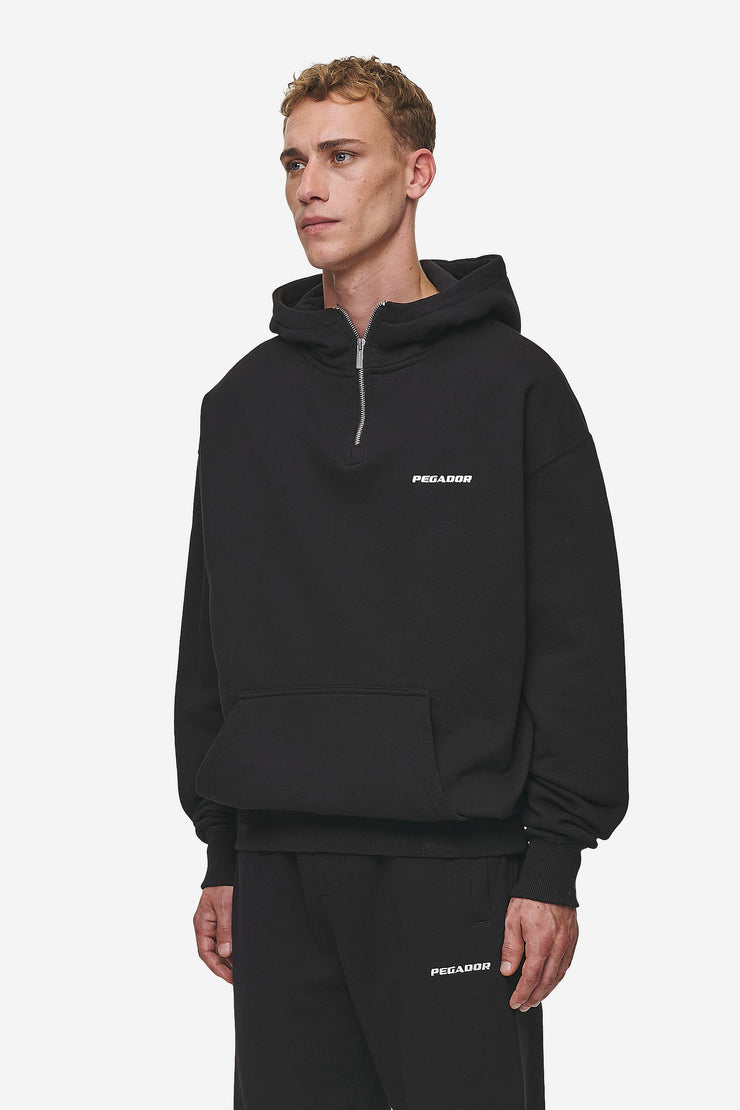 Pegador Logo Oversized Halfzip Hoodie Washed Black Speichern exportieren