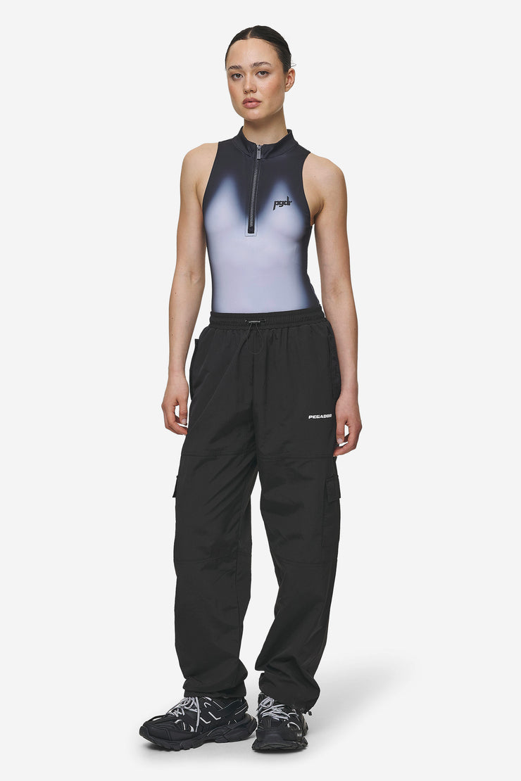 Pegador Ashira Sprayed Zip Bodysuit Black White Super Sparpreis