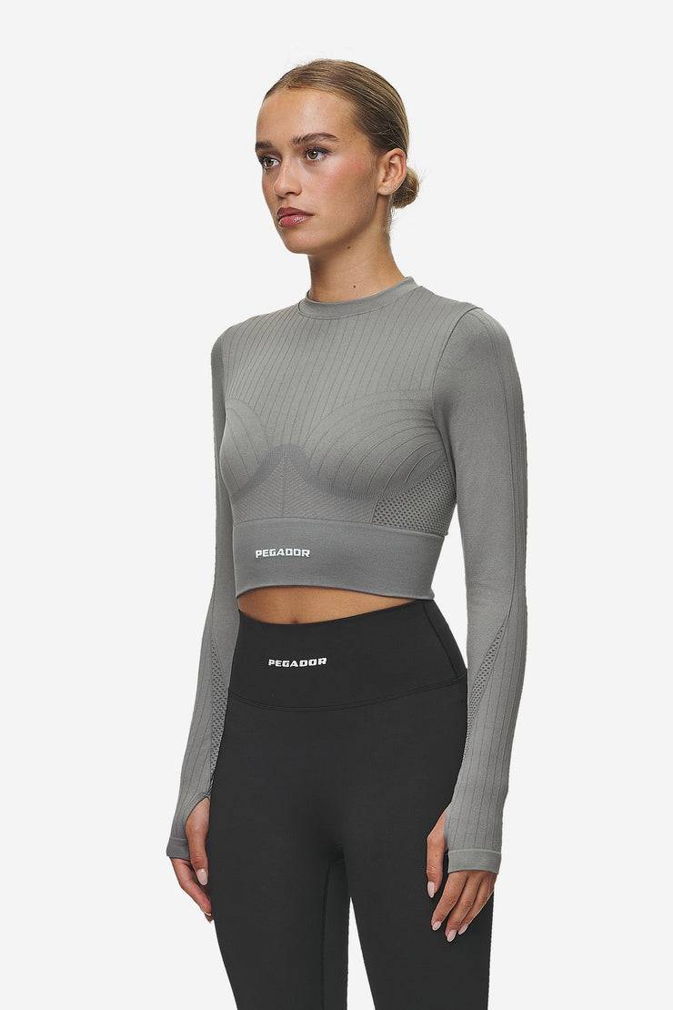 Pegador Telly Rib Longsleeve Washed Deep Grey Kostenlose Rückgabe