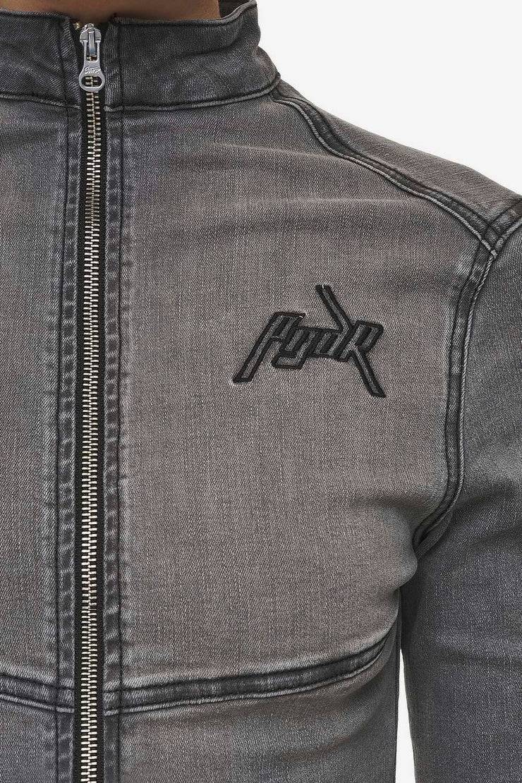 Pegador Elly Denim Biker Jacket Washed Deep Grey Begrenzte Freigabe