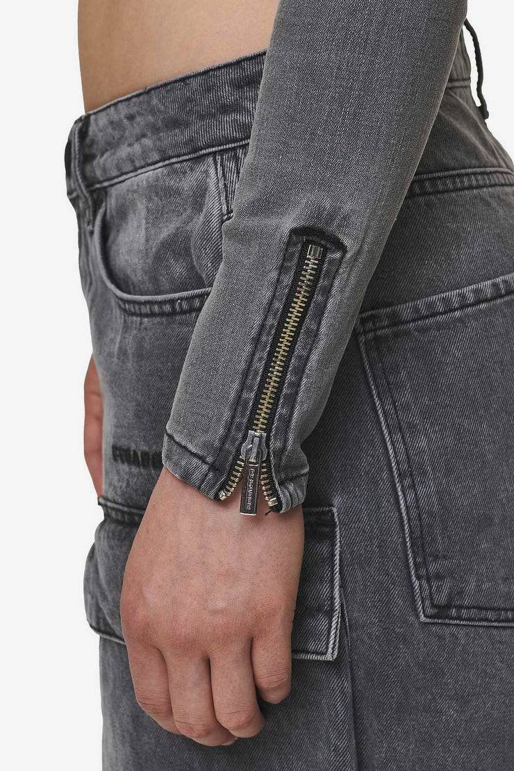 Pegador Elly Denim Biker Jacket Washed Deep Grey Begrenzte Freigabe