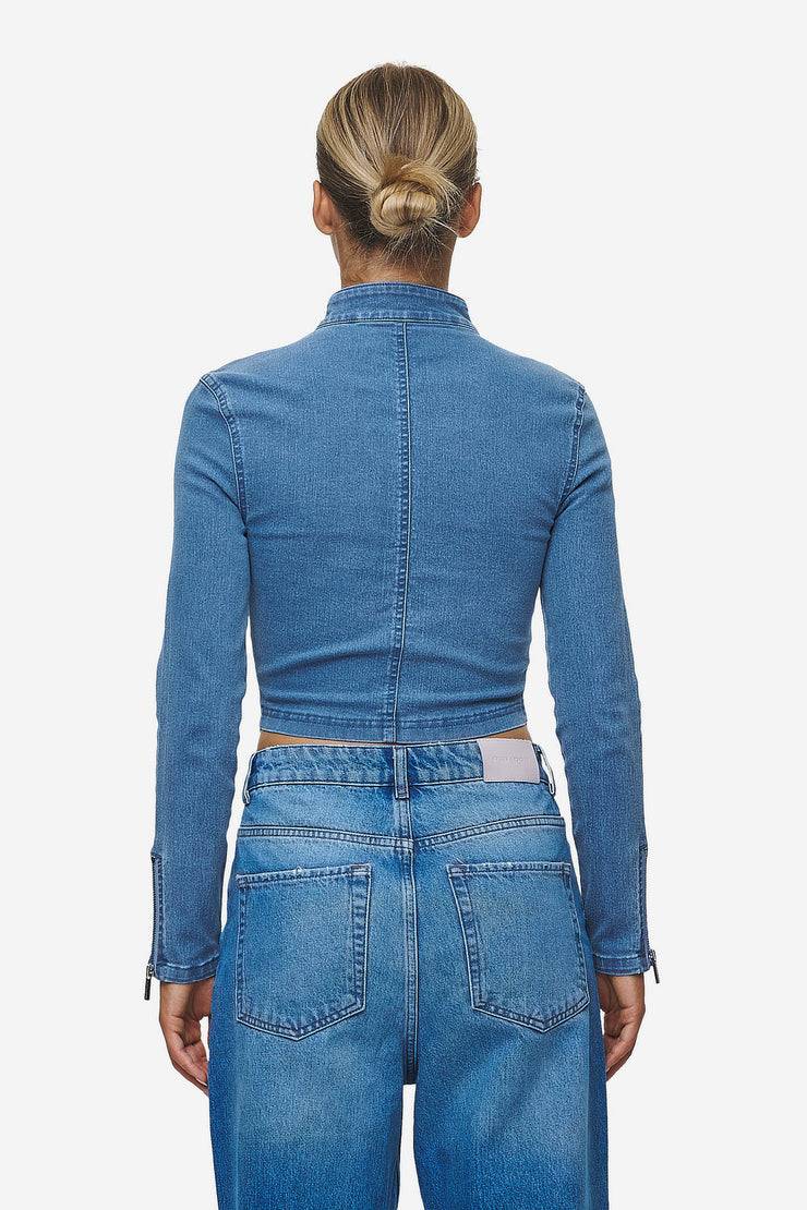 Pegador Elly Denim Biker Jacket Washed Blue Letzte 3 Tage