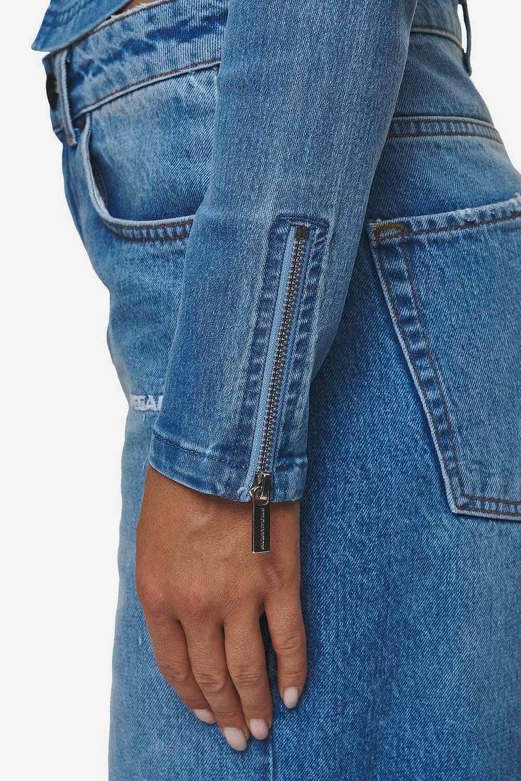 Pegador Elly Denim Biker Jacket Washed Blue Letzte 3 Tage
