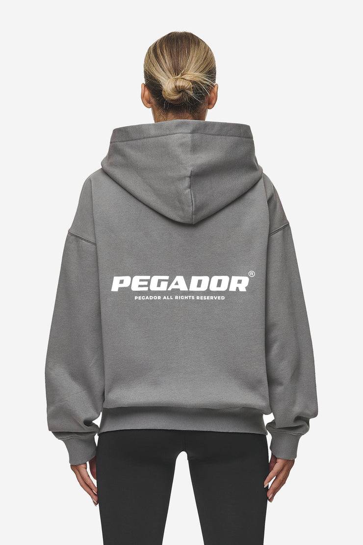 Pegador Ramira Oversized Sweat Jacket Washed Deep Grey White Sonderangebot der Fabrik