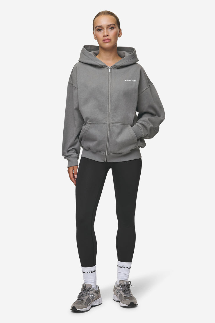 Pegador Ramira Oversized Sweat Jacket Washed Deep Grey White Sonderangebot der Fabrik