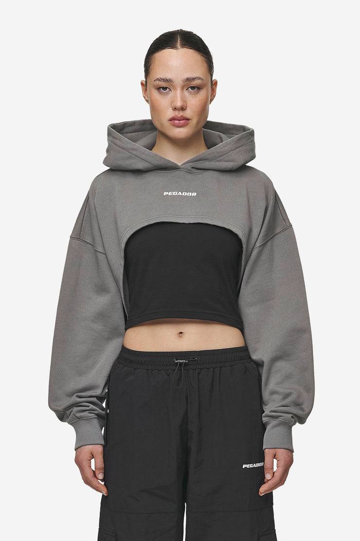 Pegador Mina Super Cropped Hoodie Washed Deep Grey Vierteljährliche Förderung