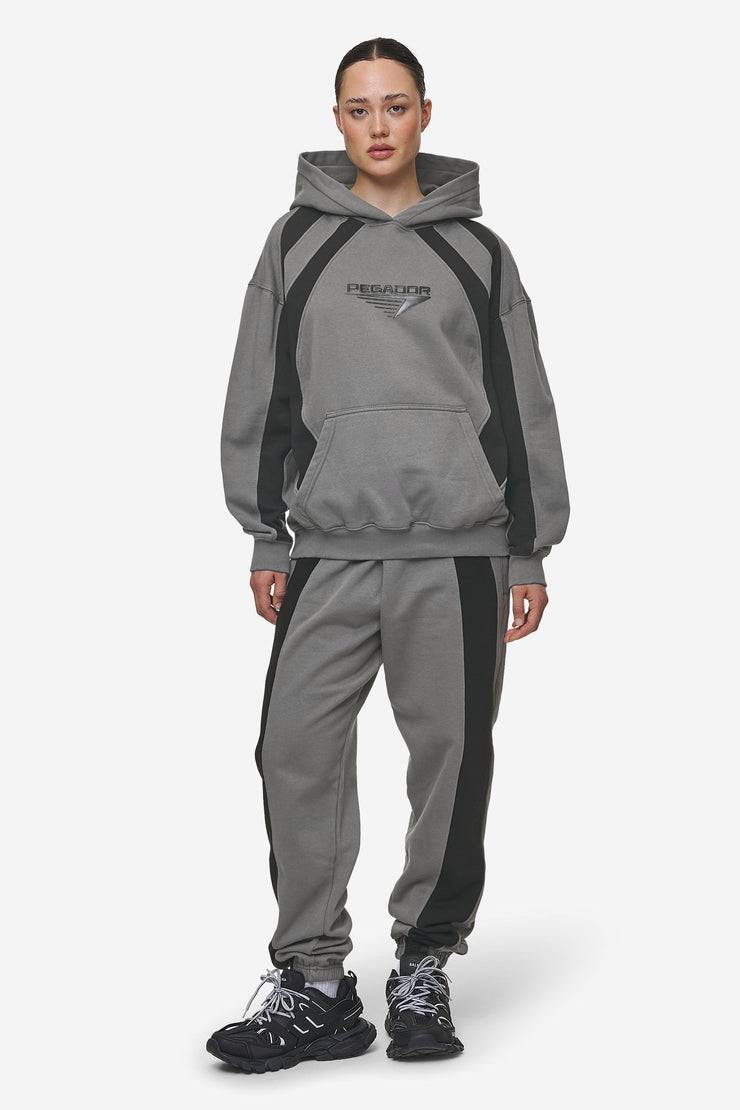 Pegador Amira High Waisted Sweat Pants Washed Deep Grey Black Outlet