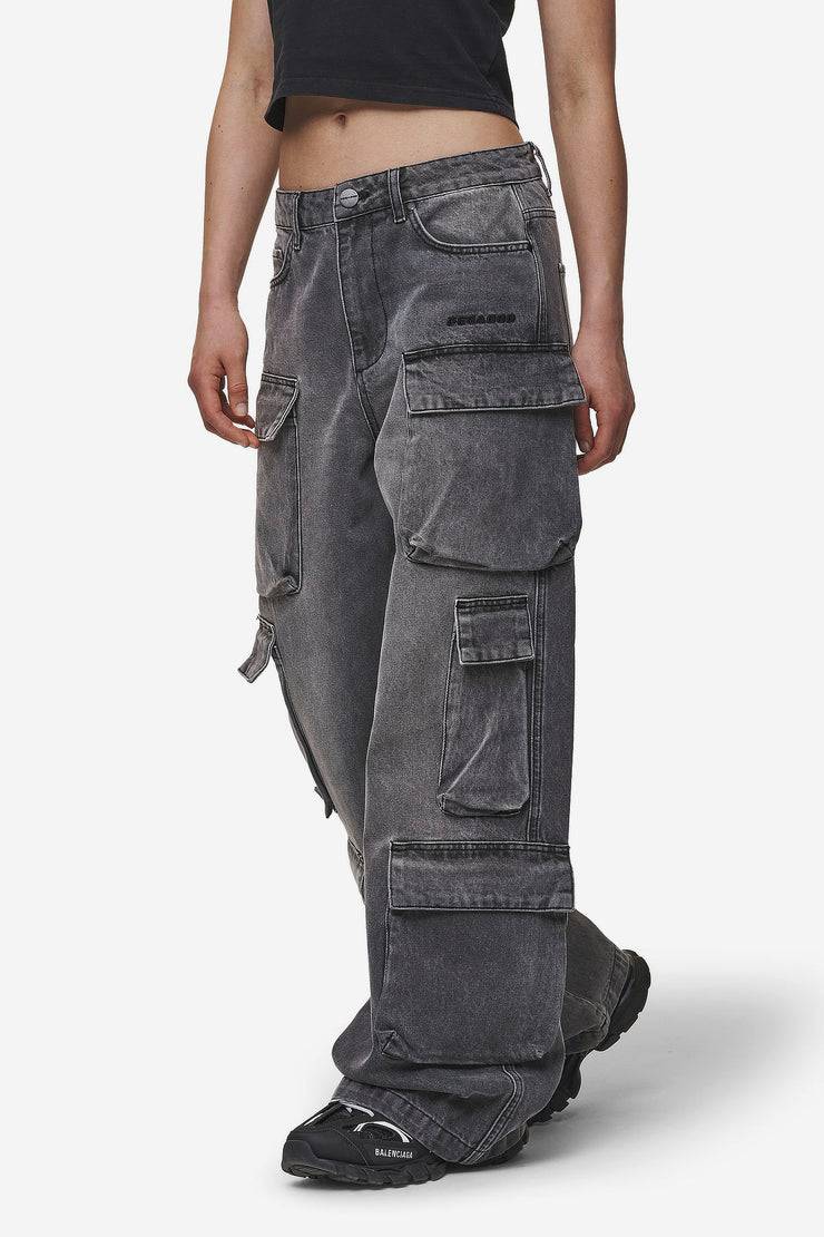Pegador Leli High Waist Cargo Jeans Washed Deep Grey Limitierter Zeitrabatt