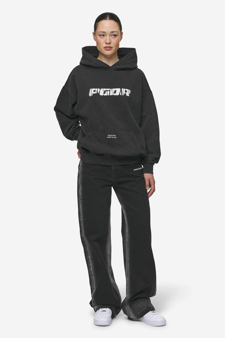 Pegador Gina Sprayed Wide Leg Jeans Washed Black White Fabrik Onlineshop