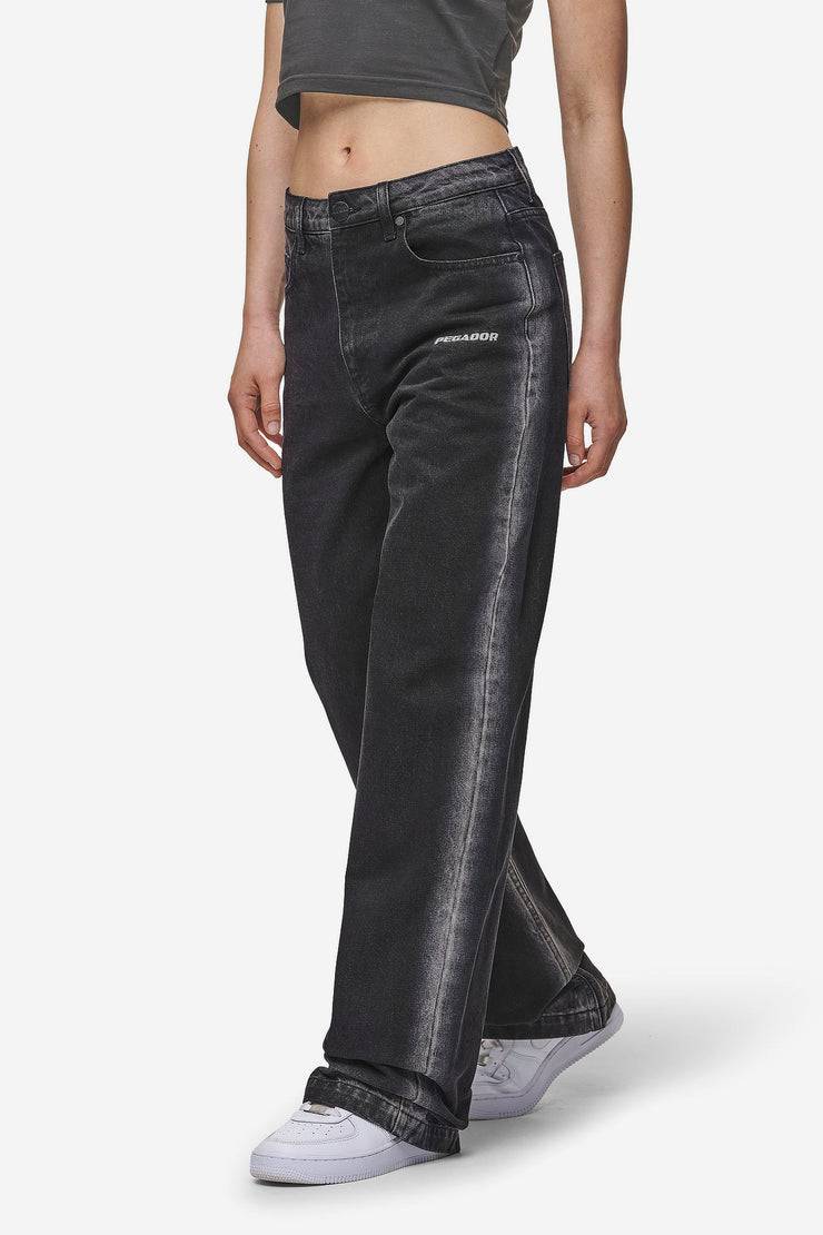 Pegador Gina Sprayed Wide Leg Jeans Washed Black White Fabrik Onlineshop