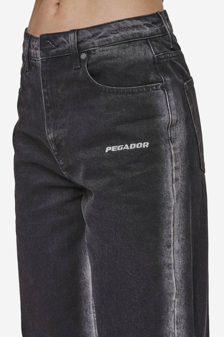 Pegador Gina Sprayed Wide Leg Jeans Washed Black White Fabrik Onlineshop