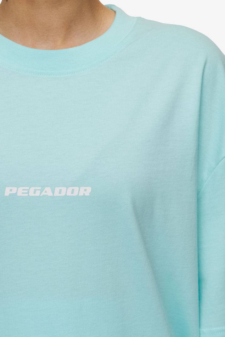 Pegador Colne Logo Oversized Tee Washed Sky Blue White Weihnachtsangebot