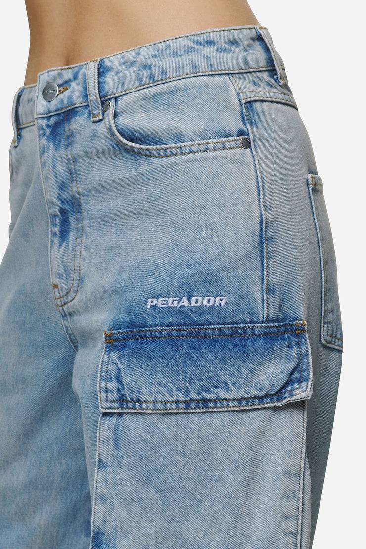 Pegador Celina High Waist Cargo Jeans Washed Pale Blue Blitzangebot