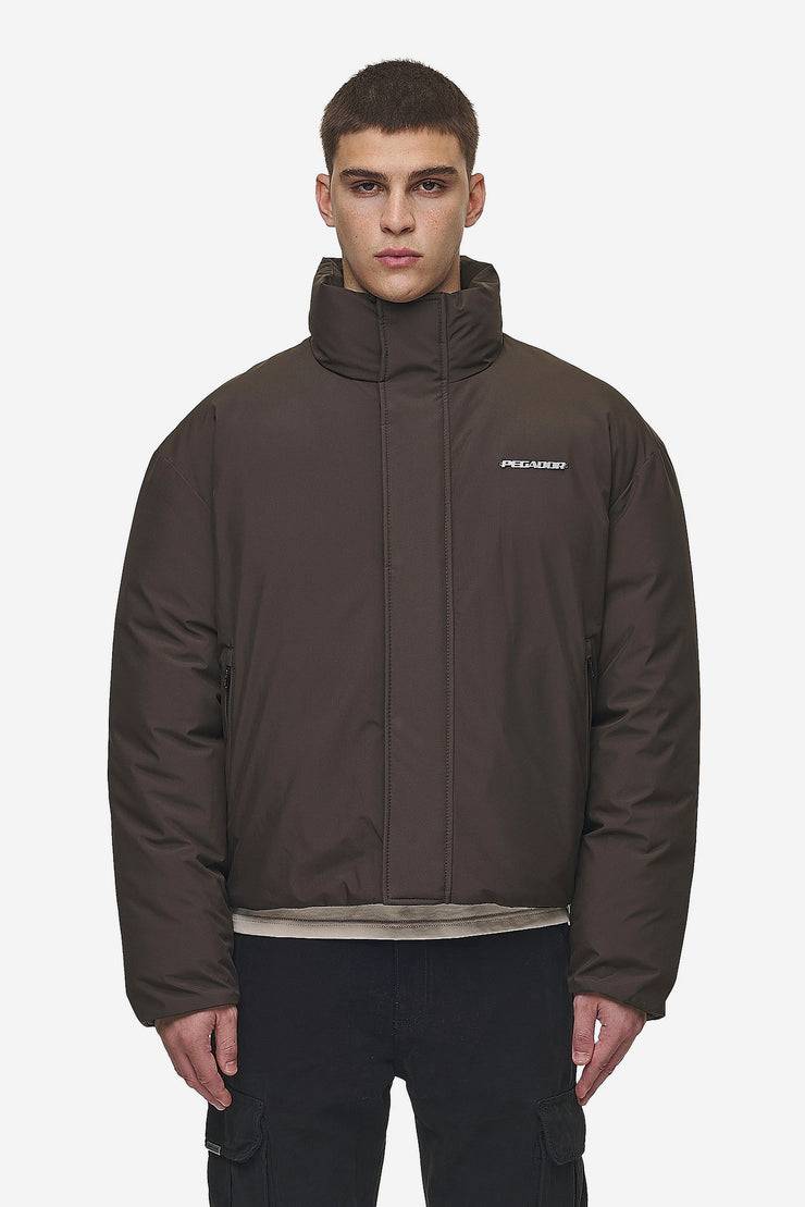 Pegador Lavoy Cropped Boxy Puffer Jacket Dark Brown Bis zu 60% Rabatt