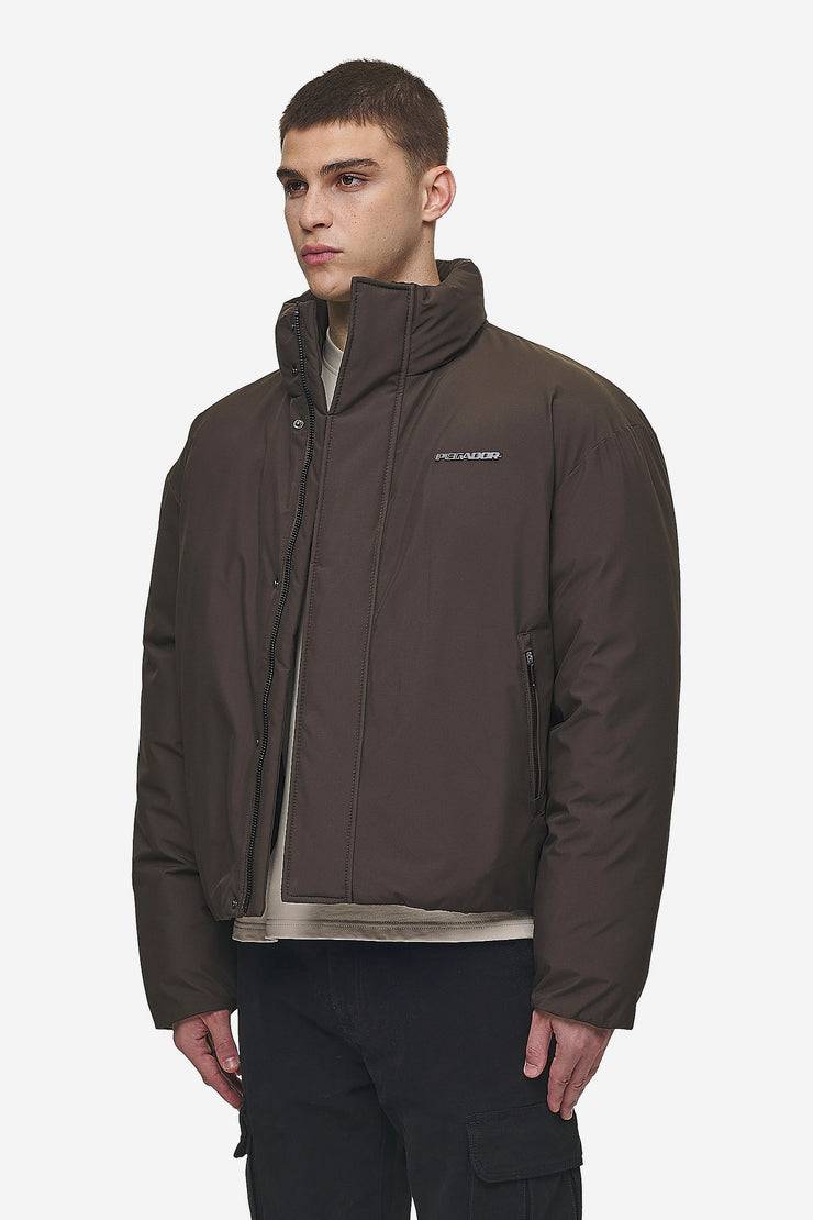 Pegador Lavoy Cropped Boxy Puffer Jacket Dark Brown Bis zu 60% Rabatt