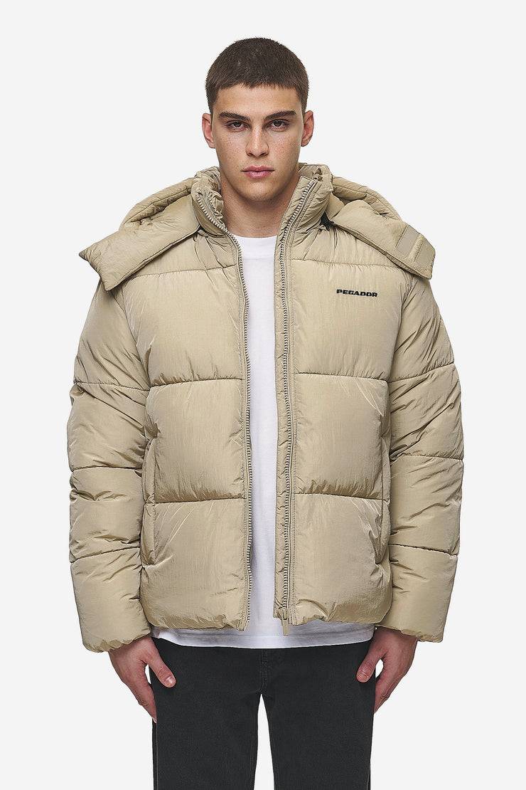 Pegador Marten Crushed Puffer Jacket Beige Vierteljährliche Förderung