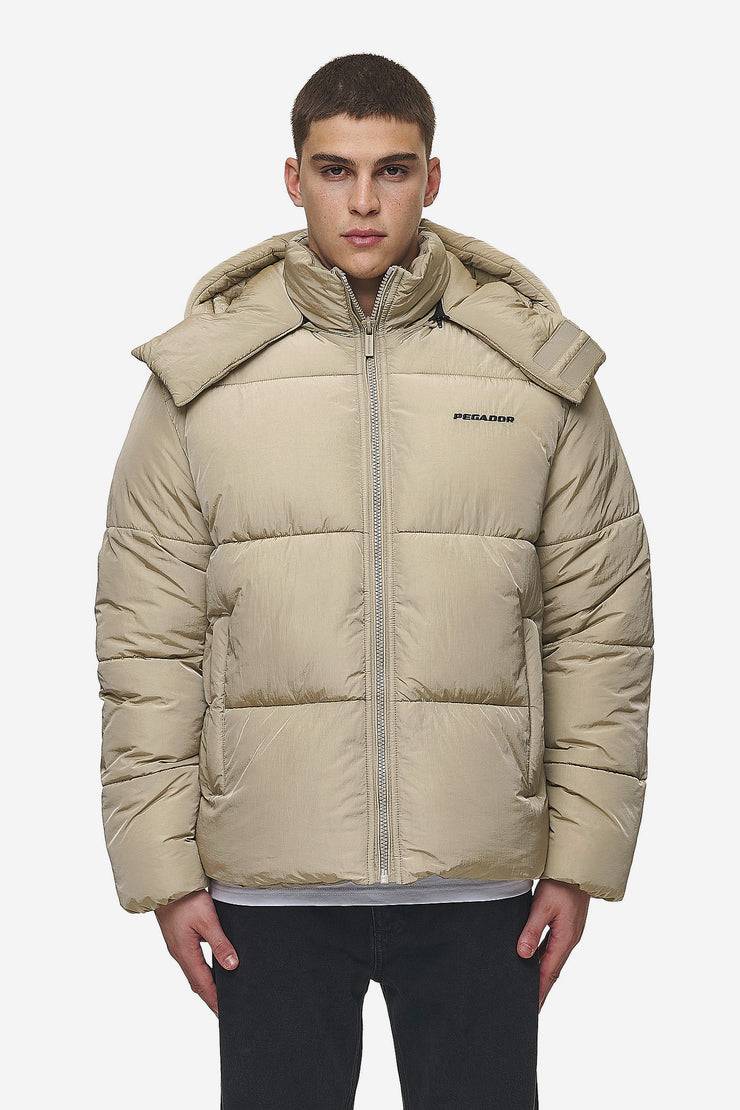 Pegador Marten Crushed Puffer Jacket Beige Vierteljährliche Förderung