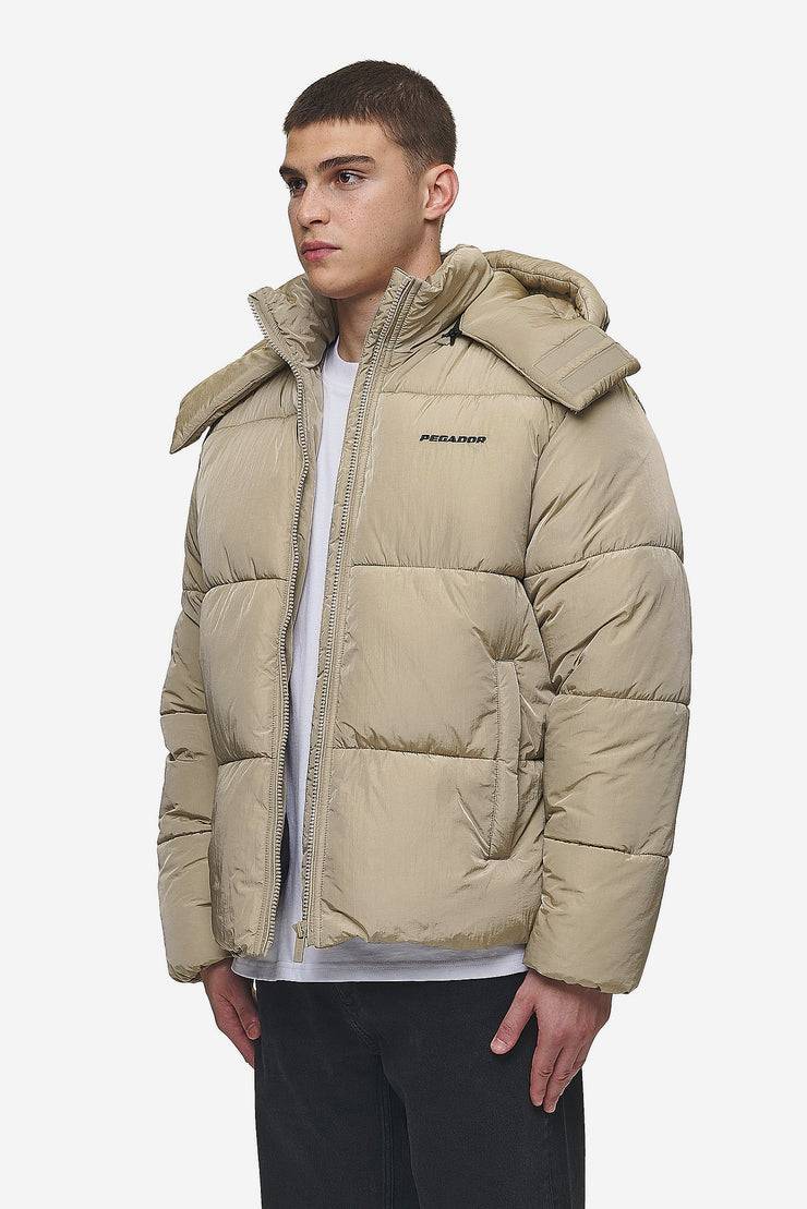Pegador Marten Crushed Puffer Jacket Beige Vierteljährliche Förderung
