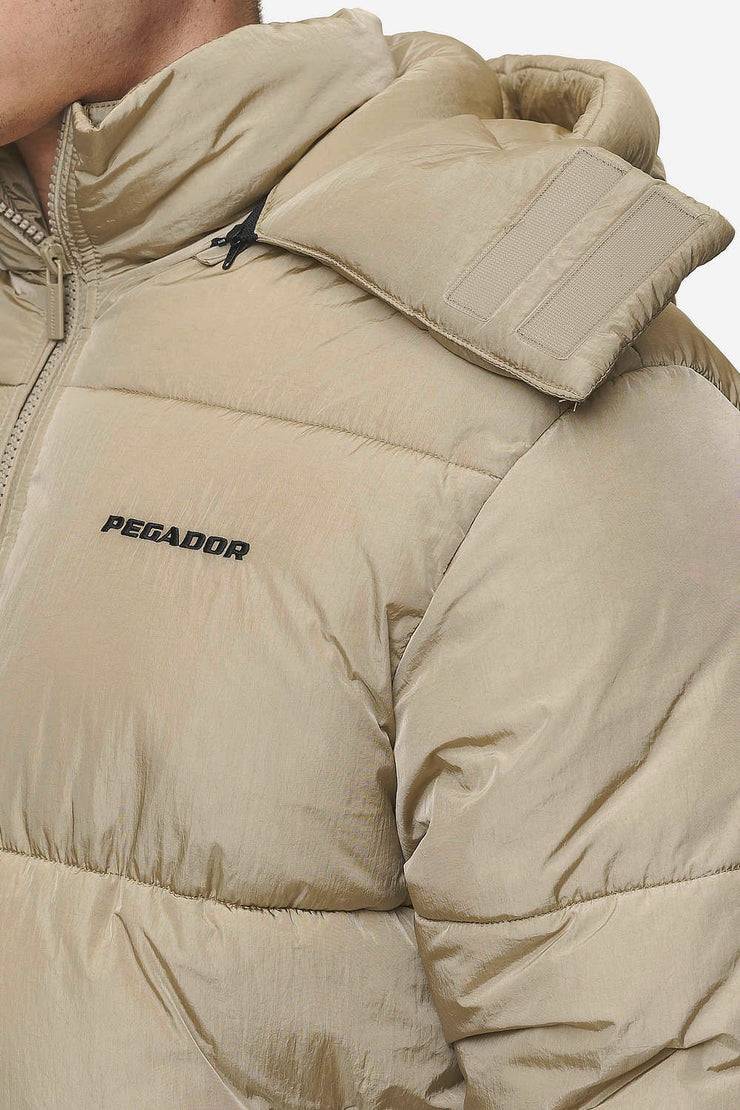 Pegador Marten Crushed Puffer Jacket Beige Vierteljährliche Förderung