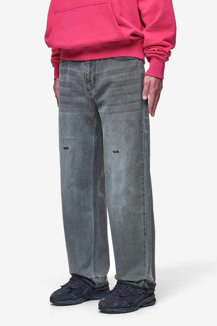 Pegador Barrow Wide Baggy Jeans Washed Anthracite Super Rabatt