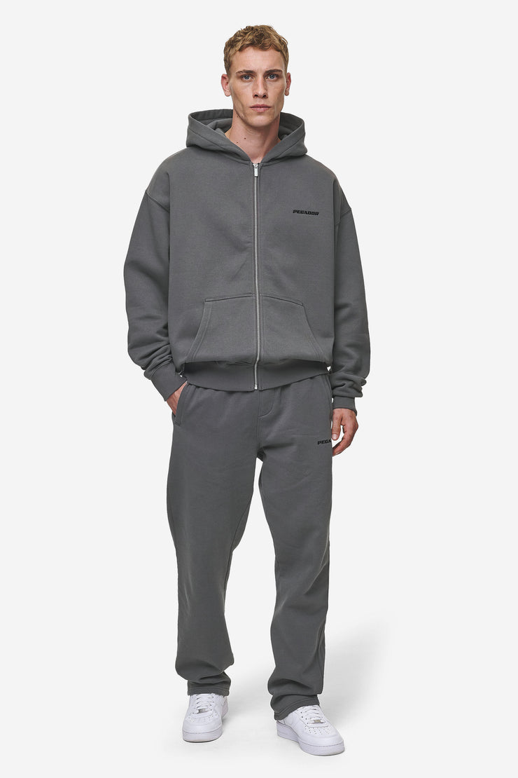 Pegador Logo Oversized Sweat Jacket Washed Anthracite Lagerräumung