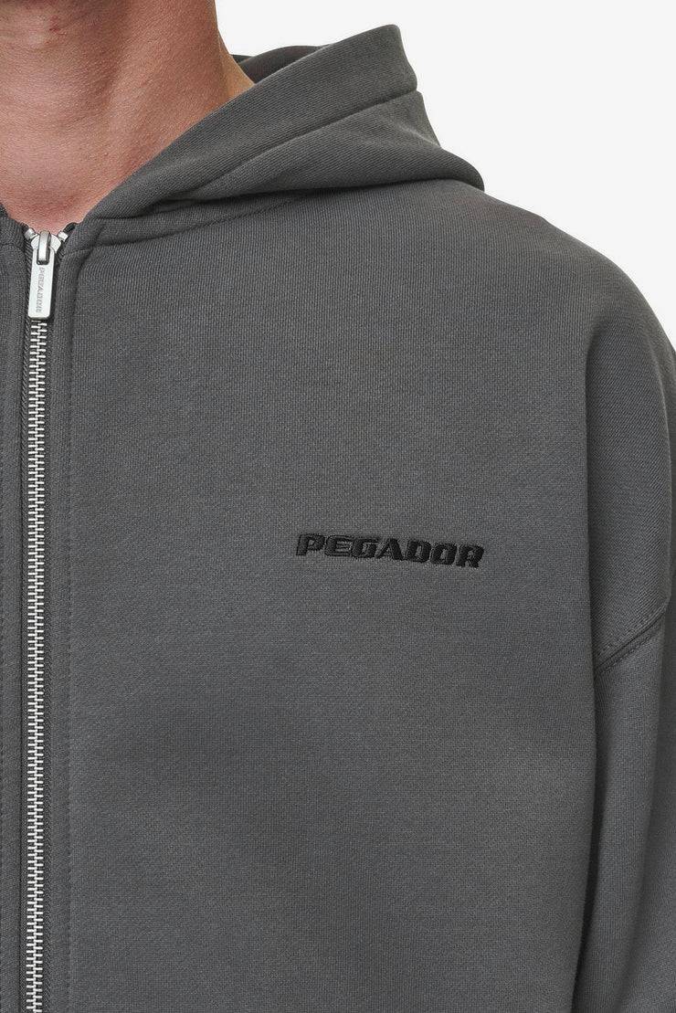 Pegador Logo Oversized Sweat Jacket Washed Anthracite Lagerräumung