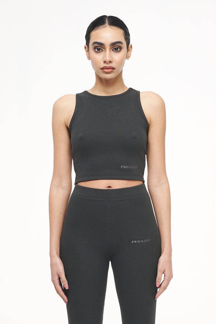 Pegador Ayla Crop Top Vintage Washed Iron Grey Online Outlet