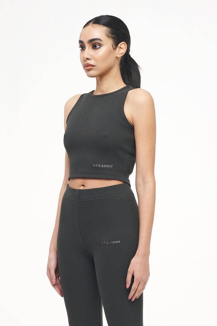 Pegador Ayla Crop Top Vintage Washed Iron Grey Online Outlet